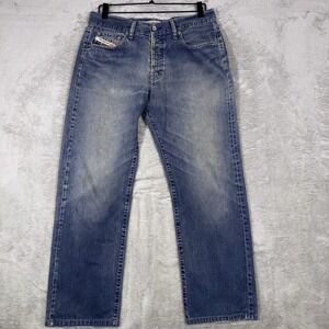 Vintage Diesel Jeans Men's 32x28 Straight Leg Y2K Button Fly Made In Italy